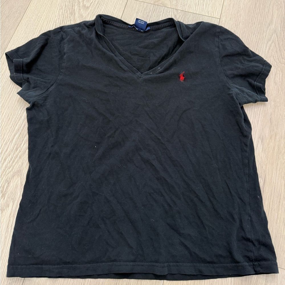 Ralph Lauren women’s tee shirt shirt sleeve size large black workout tee
